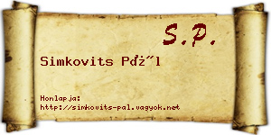Simkovits Pál névjegykártya